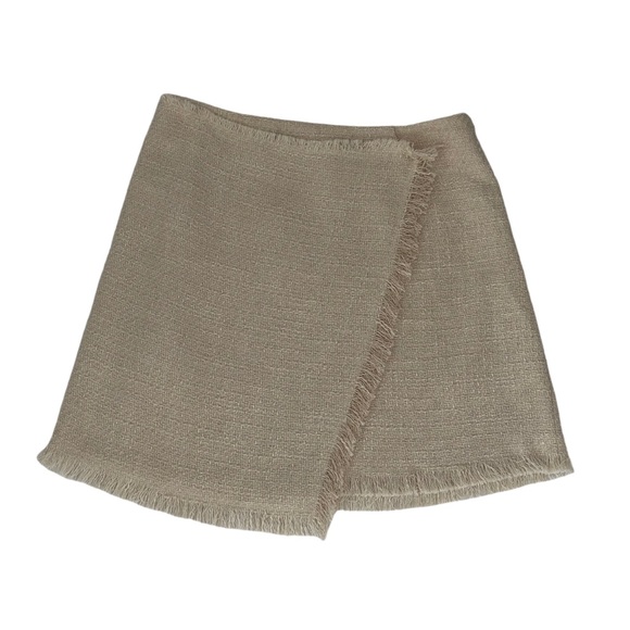 Likely Jules Mini Skirt Faux Wrap Ivory Cream Tweed Skirt - Picture 2 of 6